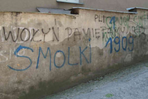 Мова ненависті на перемиському мурі біля української школи. Фото Павла Лози